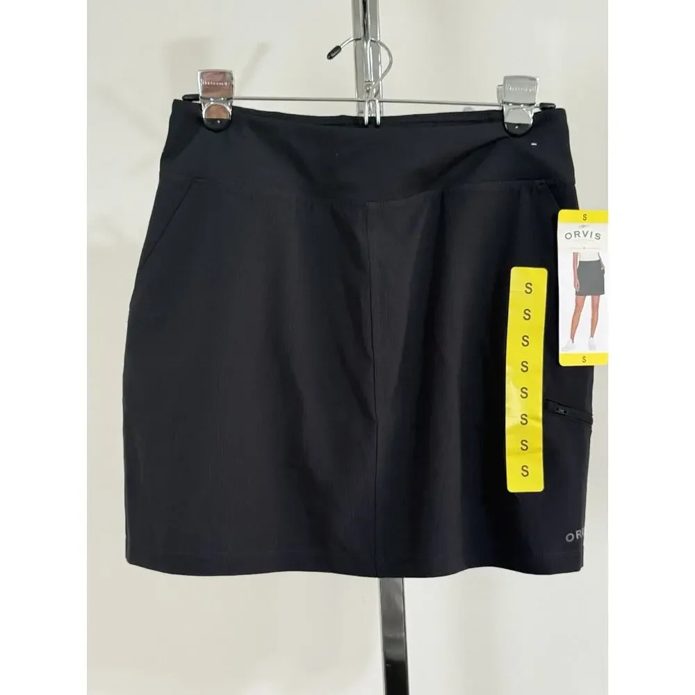 NWT Orvis Womens Black Lightweight Moisture Wicking Athletic Skort Golf Tennis S